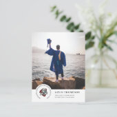 学校のロゴと写真の卒業発表 ポストカード (スタンド正面)