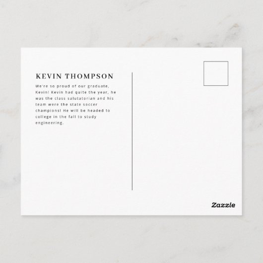 学校のロゴと写真の卒業発表 ポストカード (裏面)