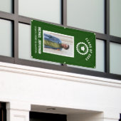 学校のロゴまたはマスコットグリーンフォト卒業 横断幕 (ビルの外側)