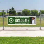 学校のロゴ卒業写真グリーンホワイト 横断幕 (インサイチュ)