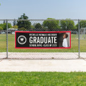 学校のロゴ卒業写真パーティーブラック赤 横断幕 (インサイチュ)