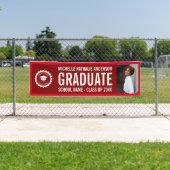 学校のロゴ卒業写真パーティーマルーンと赤 横断幕 (インサイチュ)