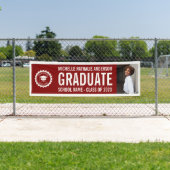 学校のロゴ卒業写真パーティーマルーンホワイト 横断幕 (インサイチュ)