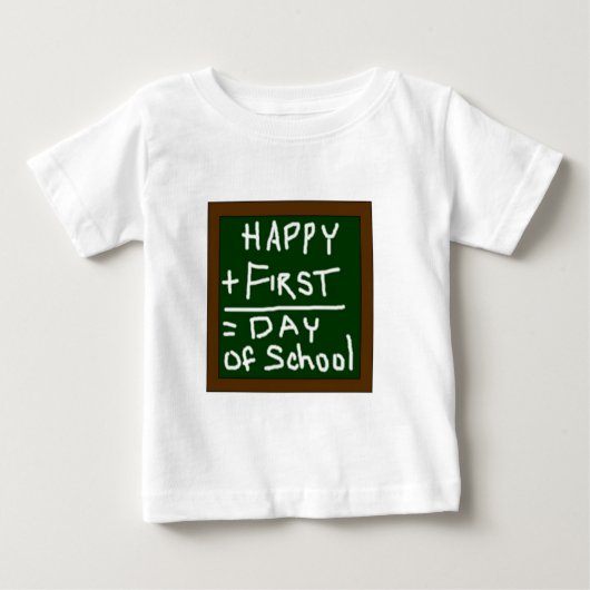 学校の乳児のワイシャツの幸せな最初日 ベビーTシャツ (正面)