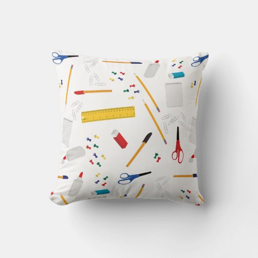 学校の事務用品パターン クッション (正面)