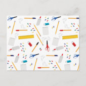 学校の事務用品パターン シーズンポストカード (正面)