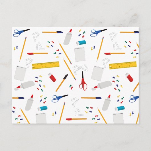 学校の事務用品パターン シーズンポストカード (正面)