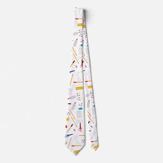 学校の事務用品パターン ネクタイ (正面)