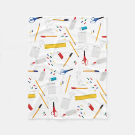 学校の事務用品パターン フリースブランケット