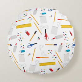 学校の事務用品パターン ラウンドクッション