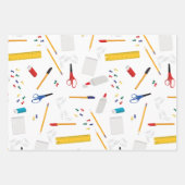 学校の事務用品パターン ラッピングペーパーシート (正面3)