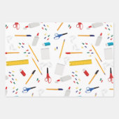 学校の事務用品パターン ラッピングペーパーシート (正面2)