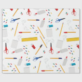 学校の事務用品パターン ラッピングペーパー (フラット)