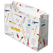 学校の事務用品パターン ラージペーパーバッグ (裏面アングル)