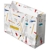 学校の事務用品パターン ラージペーパーバッグ (正面アングル)