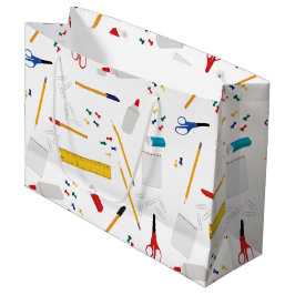 学校の事務用品パターン ラージペーパーバッグ