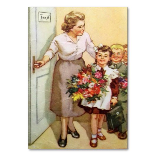 学校の休日に専用のソ連はがき テーブルナンバー (正面)