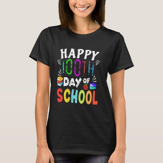 学校の先生や学生料金の幸せ100日目 Tシャツ (正面)