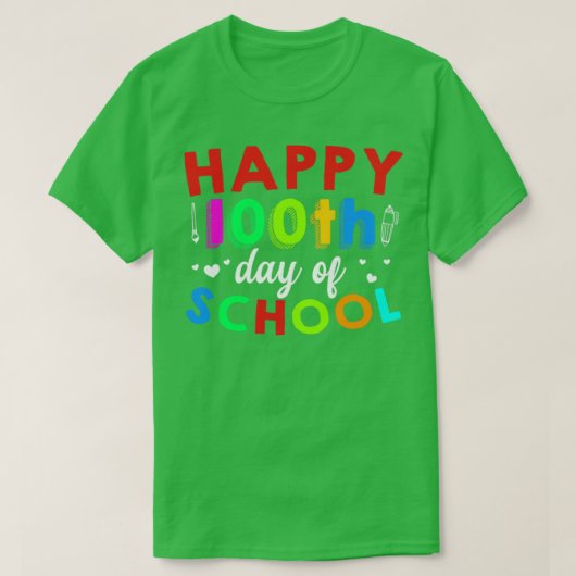 学校の先生プレゼント100日目 Tシャツ (デザイン正面)