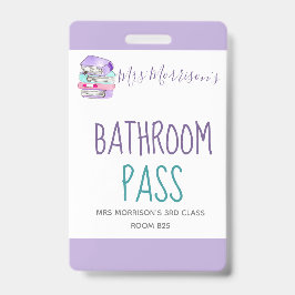 学校の先生 紫のトイレパスバッジ バッジ