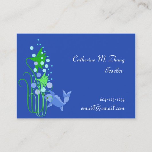 学校の先生，魚，水 名刺 (正面)