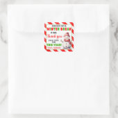 学校の冬の休暇はここにあるクリスマス スクエアシール (バッグ)