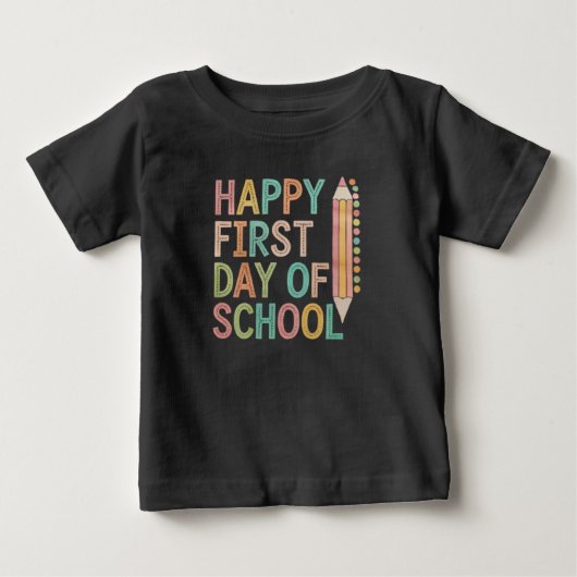 学校の初日おめでとう バックトゥスクール ベビーTシャツ (正面)