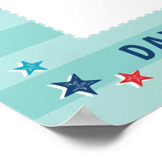 学校の初日ブルーストライプ写真フレーム切り出し ポスター (角)