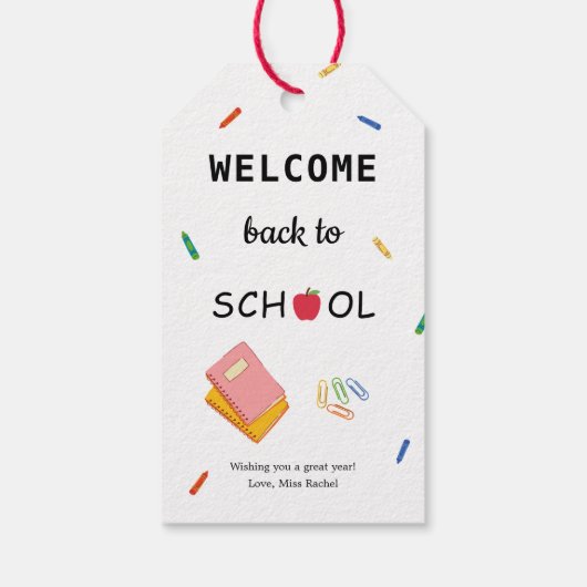 学校の初日新学期先生クレヨン ギフトタグ (裏面)