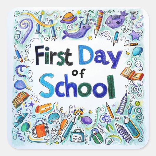 学校の初日 スクエアシール (正面)