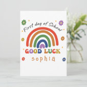 学校の初日*パーソナライズされたscで幸運を祈る サンキューカード (スタンド正面)