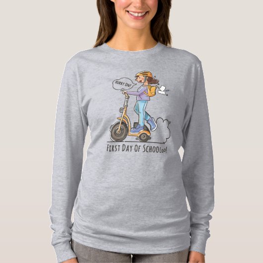学校の初日 |女性の長袖 Tシャツ (正面)