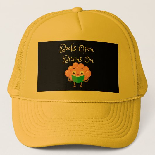 学校の初日、「本を開けば、頭が開く」バックプリント キャップ (正面)