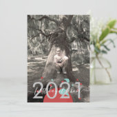 学校の初日Appleスクリプトモダンのフォトカード 招待状 (スタンド正面)