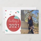 学校の初日Apple Redスクリプトフォトカード 招待状 (正面)