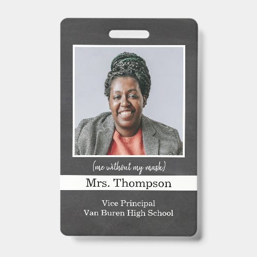 学校の副校長写真IDバッジ バッジ (正面)