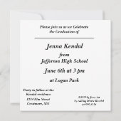 学校の卒業発表、招待状ブラック 招待状 (裏面)