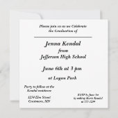 学校の卒業発表、招待状ブルー 招待状 (裏面)