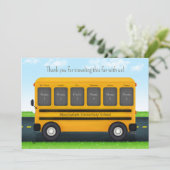 学校の友達のためのパーソナライズされた学校バスの6枚の写真 サンキューカード (スタンド正面)
