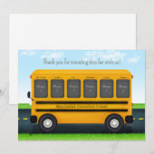 学校の友達 写真入りスクールバス 6 枚の写真 サンキューカード (正面/裏面)