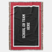 学校の団結心毛布の白黒の赤いボーダー スローブランケット (正面縦)