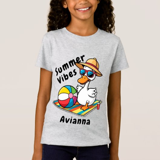 学校の夏のおもしろい間抜けグースTシャツ Tシャツ (正面)