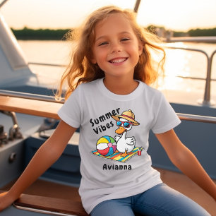 学校の夏のおもしろい間抜けグースTシャツ Tシャツ