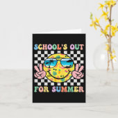 学校の夏のスマイル先生子供の最終日 カード (黄色い花)