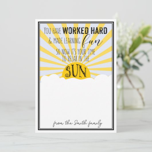 学校の夏の先生ギフトCARHOLDER 招待状 (スタンド正面)