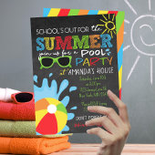 学校の夏の黒板のパーティー 招待状