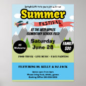 学校の夏フェスティバル、コミュニティフェスティバルイベント ポスター (正面)