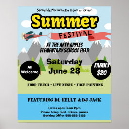 学校の夏フェスティバル、コミュニティフェスティバルイベント ポスター