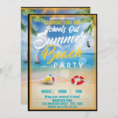 学校の夏休み卒業パーティーカスタム 招待状 (正面/裏面)