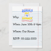 学校の夏休み ルーズリーフの招待状 招待状 (裏面)